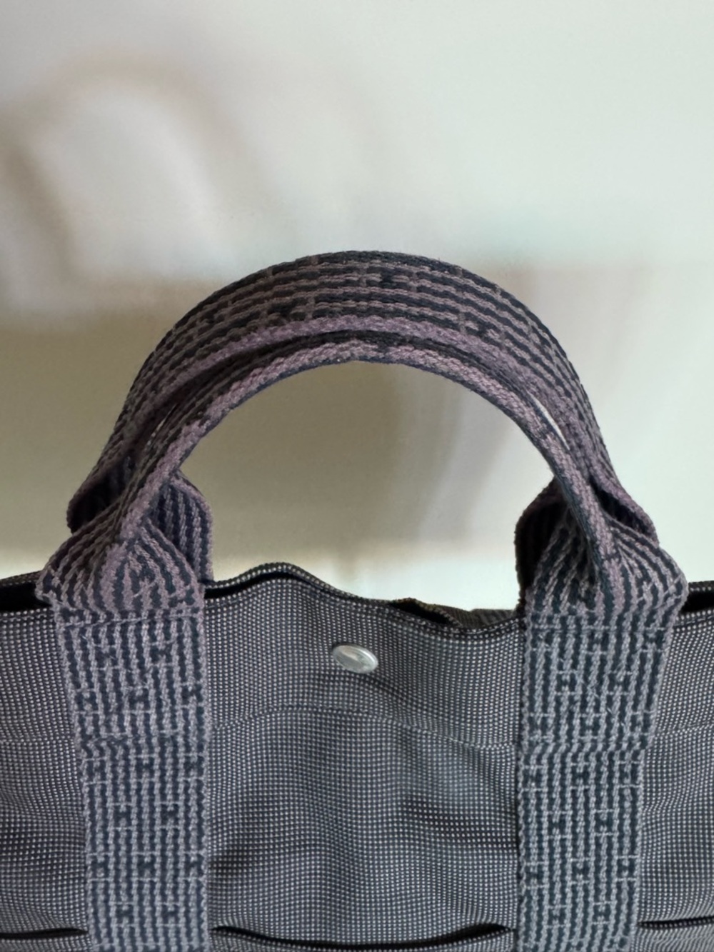Authentic HERMES Herline GM Tote Grey Canvas Bag handbag - Picture 6 of 14